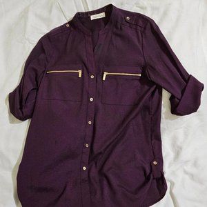 Calvin Klein Buttoned Purple Blouse